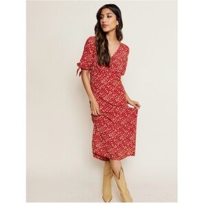Able Red Floral Midi Dress